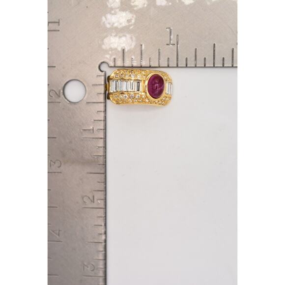 Christian Dior Vintage Cabochon Clip On Earrings Baguette Crystal Signed BinAO - Picture 12 of 12